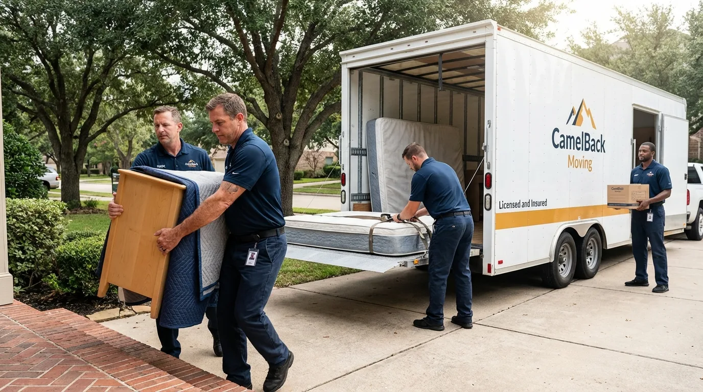 Crew loading residential truck for cross-state move from Frankton, IN
